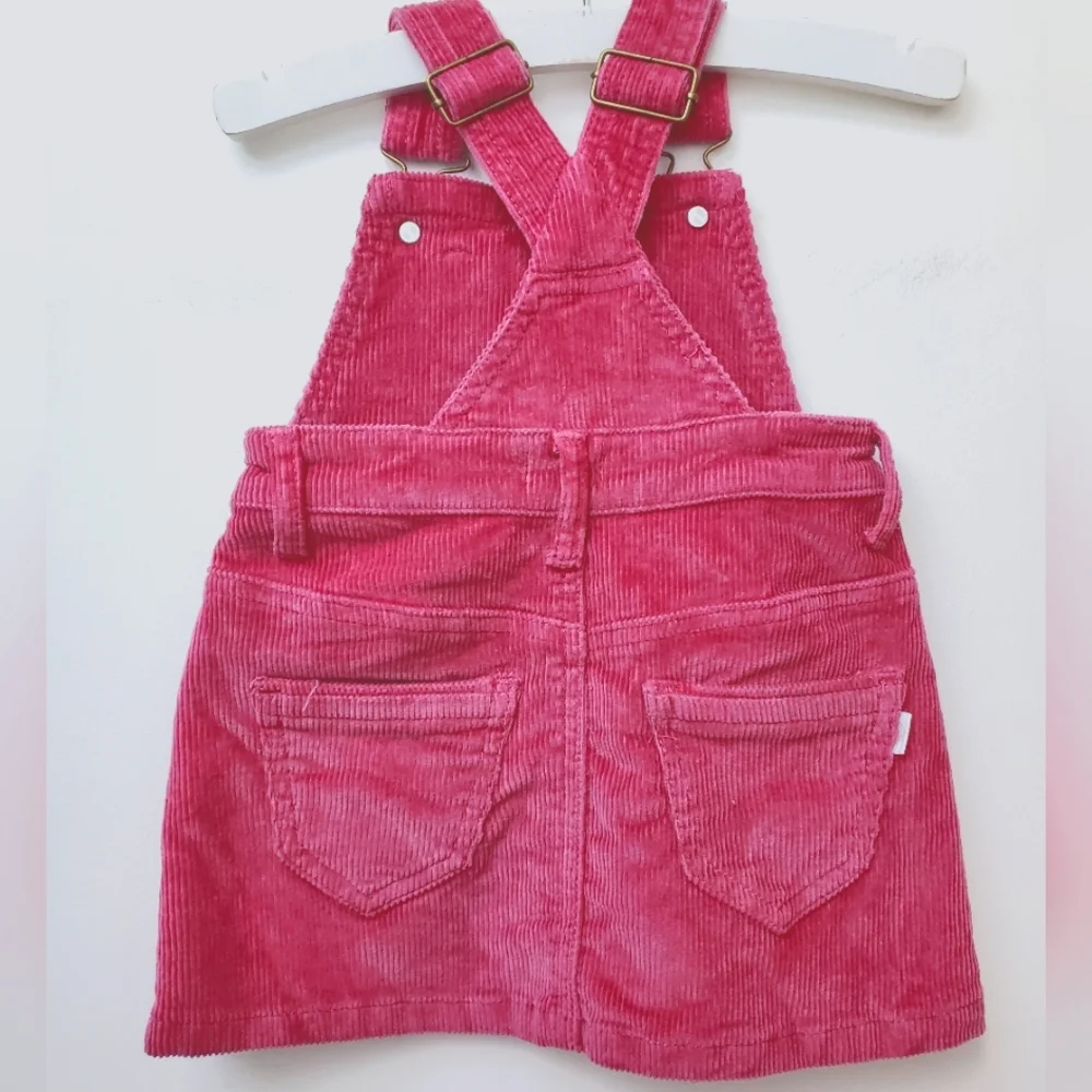 Jamie Kay Pink Rose Overall Corduroy Dress Pockets Size 6-12 mos